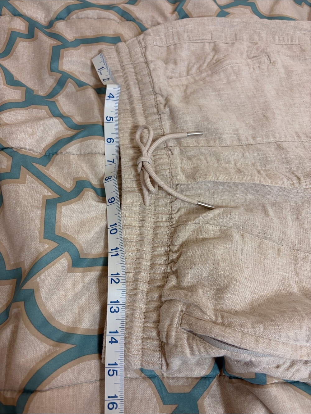 Athleta 100% Linen Light Beige lightweight Drawstring Joggers Sz Small - Picture 7 of 12